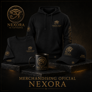 Merchandising oficial Nexora VE Networks con ropa, gorra y accesorios
